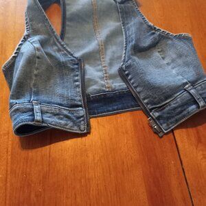 Front Zipper Denim Vest